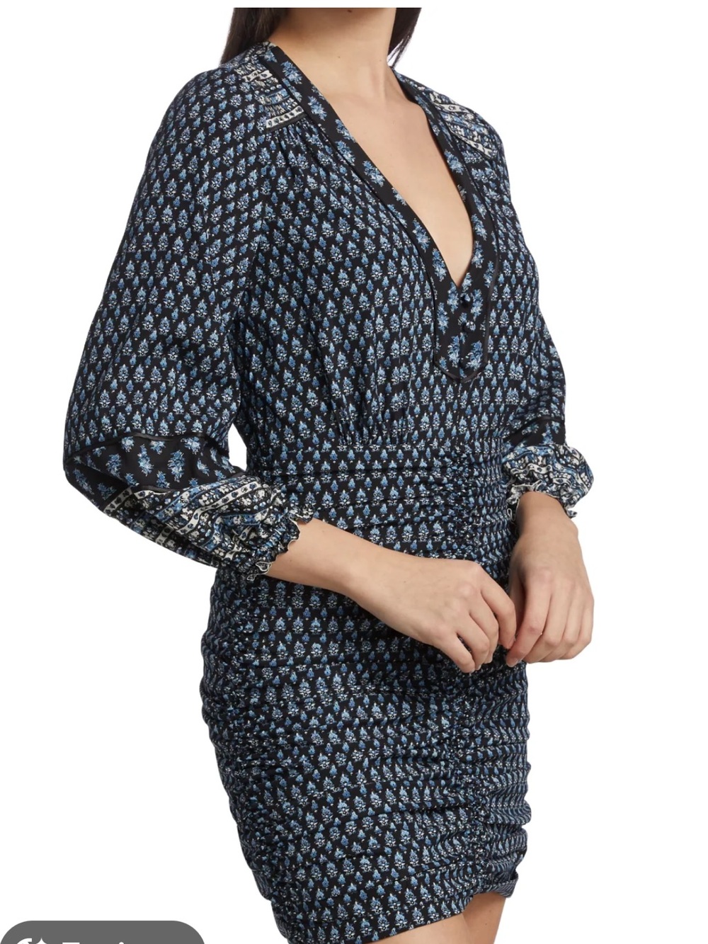 Veronica Beard Zaria Stretch Silk Floral Print  Dress Size 6 Blue White